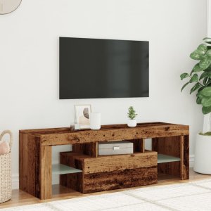 vidaXL Szafka pod TV z oświetleniem LED, stare drewno, 120x36,5x40 cm 4