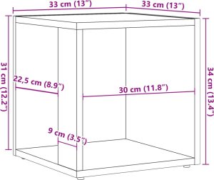 vidaXL vidaXL Stolik boczny, kolor starego drewna, 33x33x34 cm 9