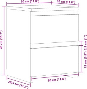 vidaXL vidaXL Szafka nocna, stare drewno 30x30x40 cm, materiał drewnopochodny 10