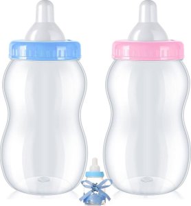 Mikamax Niebieski Zestaw na Baby Shower, Chrzciny, Podziękowania dla Gości - Butla + 30 Mini Butelek 3