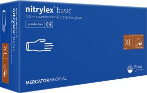 Mercator Rękawice Nitrylowe 100 sztuk / Niebieskie / Nitrylex Basic Dark Blue (XL 9-10) 1