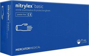 Mercator Rękawice Nitrylowe 100 sztuk / Niebieskie / Nitrylex Basic Dark Blue (S 6-7) 2