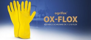 Ogrifox Rękawice ochronne gumowe flokowane / Żółte / OX-FLOX - 240 Par (8 - M) 7