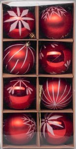 Atmosphera Zestaw czerwonych bombek z białym wzorem, Ø 8 cm 6