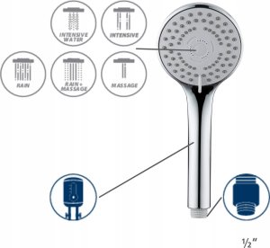 Wenko Zestaw prysznicowy słuchawka + wąż BASIC, 5 trybów strumienia 6