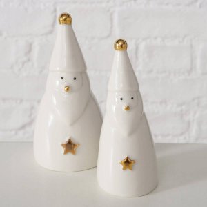 Boltze Dwie figurki porcelanowe JELKI, białe Mikołaje 4