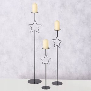 Boltze Metalowe świeczniki z gwiazdką GUILA, 3 szt., wys. 54,5 - 99,5 cm 2