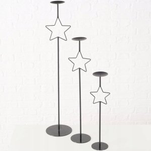 Boltze Metalowe świeczniki z gwiazdką GUILA, 3 szt., wys. 54,5 - 99,5 cm 4