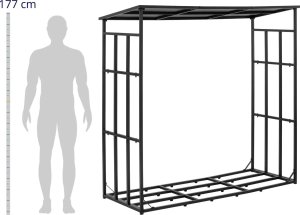 Hillvert Stojak na drewno opałowe zewnętrzny zadaszony 190 x 76 x 186 cm 3