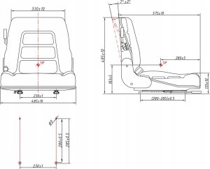 Traktor ogrodowy Hillvert Siedzenie fotel uniwersalny regulowany do ciągnika traktorka kosiarki 46 x 42 cm 8
