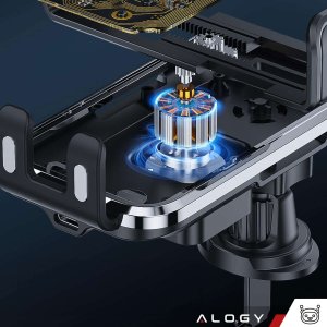 Alogy Uchwyt samochodowy indukcyjna ładowarka Qi 15W do kratki wentylacyjnej samochodu, kratki do telefonu 6.9", czarny 11
