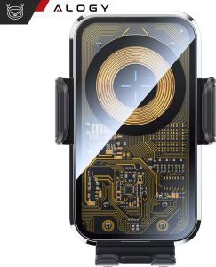 Alogy Uchwyt samochodowy indukcyjna ładowarka Qi 15W do kratki wentylacyjnej samochodu, kratki do telefonu 6.9", czarny 14
