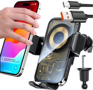 Alogy Uchwyt samochodowy indukcyjna ładowarka Qi 15W do kratki wentylacyjnej samochodu, kratki do telefonu 6.9", czarny 15