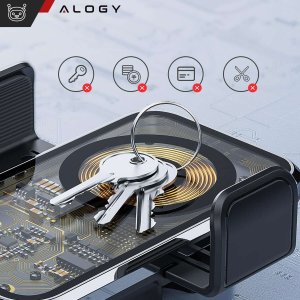Alogy Uchwyt samochodowy indukcyjna ładowarka Qi 15W do kratki wentylacyjnej samochodu, kratki do telefonu 6.9", czarny 9