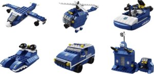 LeanToys Helikopter Śmigłowiec Policyjny Klocki Konstrukcyjne 6w1 Niebieski 1000ele. 3