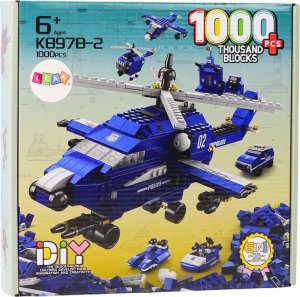 LeanToys Helikopter Śmigłowiec Policyjny Klocki Konstrukcyjne 6w1 Niebieski 1000ele. 4