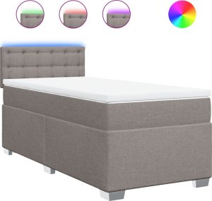 vidaXL vidaXL Łóżko kontynentalne z materacem, taupe, tkanina, 80x200 cm 2