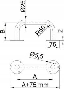 UP-3 / CORRADOMED / UCHWYT PROSTY BIAŁY 300MM FI25 2