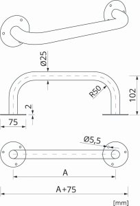 UP-3 / CORRADOMED / UCHWYT PROSTY BIAŁY 300MM FI25 3