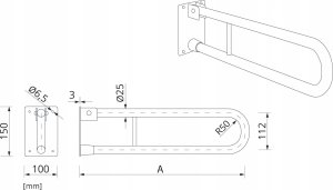 UUWC-6 / CORRADOMED / UCHWYT UCHYLNY DO WC 600MM BIAŁY 5