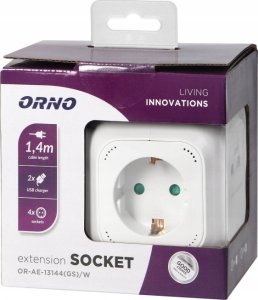 Orno ORNO FRONT CUB 4x2P+Z, 2xUSB, 1.4M, WHITE 5