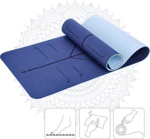 HMS Mata do ćwiczeń jogi yogi fitness korkowa TPE HMS YM10 niebieska 4