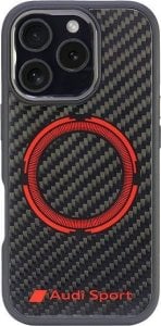 Audi Audi Carbon Fiber Sport Red Circle MagSafe iPhone 16 Pro 6.3" czarny/black hardcase AUS-TPUPCMIP16P-RSQ/D5-BK 1