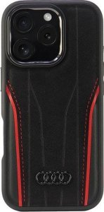 Audi Audi Genuine Leather MagSafe iPhone 16 Pro 6.3" czarno-czerwony/black-red hardcase AU-TPUPCMIP16P-R8/D3-RD 1