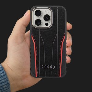 Audi Audi Genuine Leather MagSafe iPhone 16 Pro 6.3" czarno-czerwony/black-red hardcase AU-TPUPCMIP16P-R8/D3-RD 12