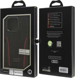 Audi Audi Genuine Leather MagSafe iPhone 16 Pro 6.3" czarno-czerwony/black-red hardcase AU-TPUPCMIP16P-R8/D3-RD 7