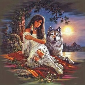 Norimpex Diamentowa mozaika Indianka z wilkiem 30x40cm 2000294 1
