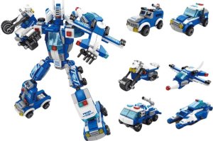 LeanToys Wozy Policyjne Motor Łódź Samolot Policja Klocki Konstrukcyjne MIX 2