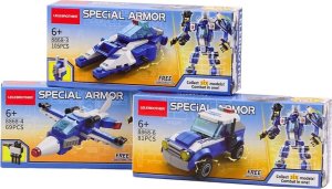 LeanToys Wozy Policyjne Motor Łódź Samolot Policja Klocki Konstrukcyjne MIX 3