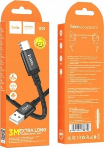 Kabel USB Hoco HOCO kabel USB A do Typ C 3A X91 3 m czarny 3