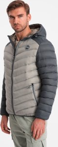 Kurtka męska Ombre Nylonowa pikowana męska kurtka w stylu sportowym  popielata V11 OM-JALP-0185 L 1