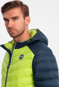 Kurtka męska Ombre Nylonowa pikowana kurtka męska w stylu sportowym  limonkowa V4 OM-JALP-0185 XXL 2