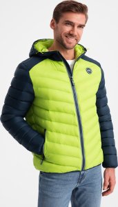 Kurtka męska Ombre Nylonowa pikowana kurtka męska w stylu sportowym  limonkowa V4 OM-JALP-0185 XXL 3
