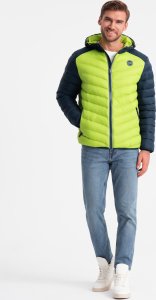 Kurtka męska Ombre Nylonowa pikowana kurtka męska w stylu sportowym  limonkowa V4 OM-JALP-0185 XXL 4