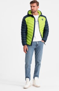Kurtka męska Ombre Nylonowa pikowana kurtka męska w stylu sportowym  limonkowa V4 OM-JALP-0185 XXL 5