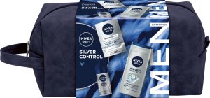 Alkotest NIVEA_SET Silver Control balsam po goleniu 100ml + antyperspirant roll-on 50ml + żel pod prysznic 250ml + kosmetyczka 1
