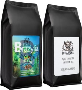 Kawa ziarnista Royal Aroma Coffee Kawa Ziarnista 500g x2 Brazylia Santos + Kolumbia Supremo 100% Arabica Świeżo Palona Royal Aroma Coffee 1