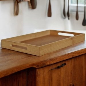 Household Bambusowa Taca Śniadaniowa z Uchwytami 38x25x4 cm 2