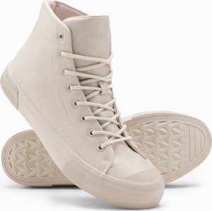 Ombre Wysokie męskie buty trampki z gumowym noskiem  kremowe V1 OM-FOSH-0138 45 3