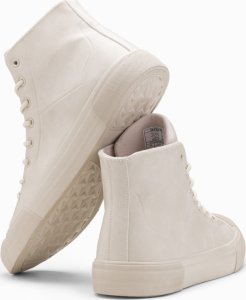 Ombre Wysokie męskie buty trampki z gumowym noskiem  kremowe V1 OM-FOSH-0138 45 4