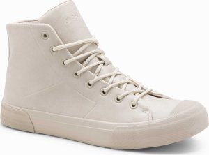 Ombre Wysokie męskie buty trampki z gumowym noskiem  kremowe V1 OM-FOSH-0138 45 6