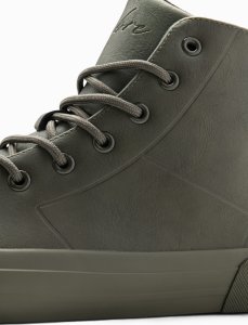 Ombre Wysokie buty męskie trampki z gumowym noskiem  oliwkowe V4 OM-FOSH-0138 45 6