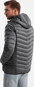 Kurtka męska Ombre Lekko ocieplona pikowana kurtka męska z satynowym wykończeniem  grafitowa V14 OM-JALP-0180 XL 5