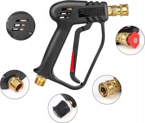 Myjka ciśnieniowa Rosfix Pistolet do myjki ciśnieniowej 5000PSI z gwintem przyłączeniowym 22mm i szybkozłączką 1/4" do Krcher Click + zestaw 5 dysz 13