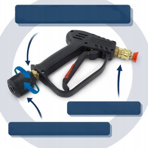 Myjka ciśnieniowa Rosfix Pistolet do myjki ciśnieniowej 5000PSI z gwintem przyłączeniowym 22mm i szybkozłączką 1/4" do Krcher Click + zestaw 5 dysz 4