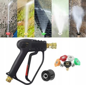 Myjka ciśnieniowa Rosfix Pistolet do myjki ciśnieniowej 5000PSI z gwintem przyłączeniowym 22mm i szybkozłączką 1/4" do Krcher Click + zestaw 5 dysz 6